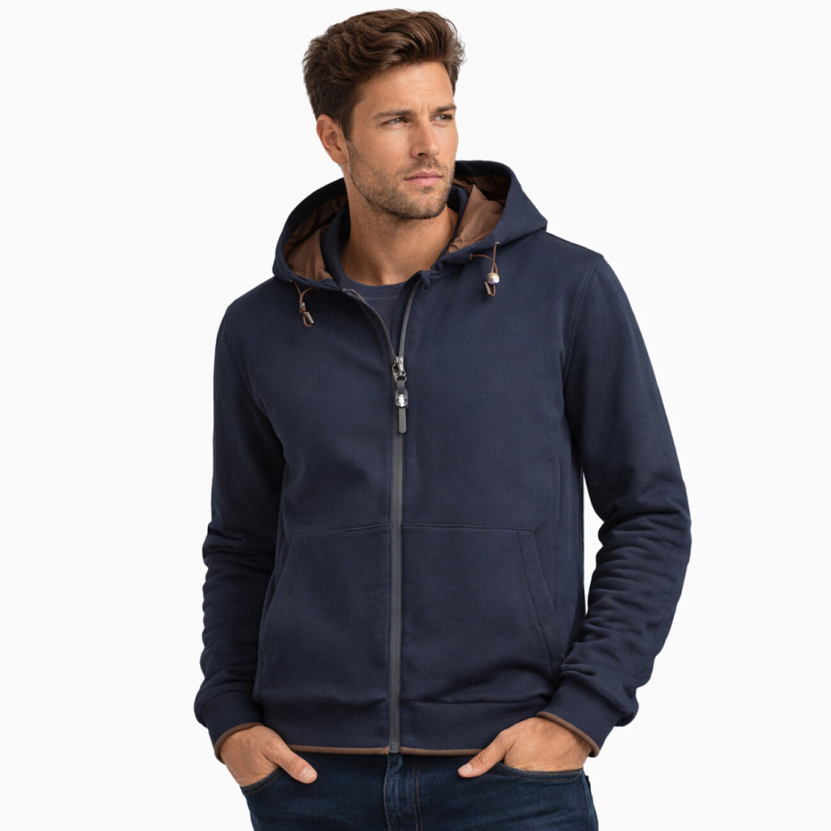 Felpa Full Zip con Cappuccio Cap De Barbaria