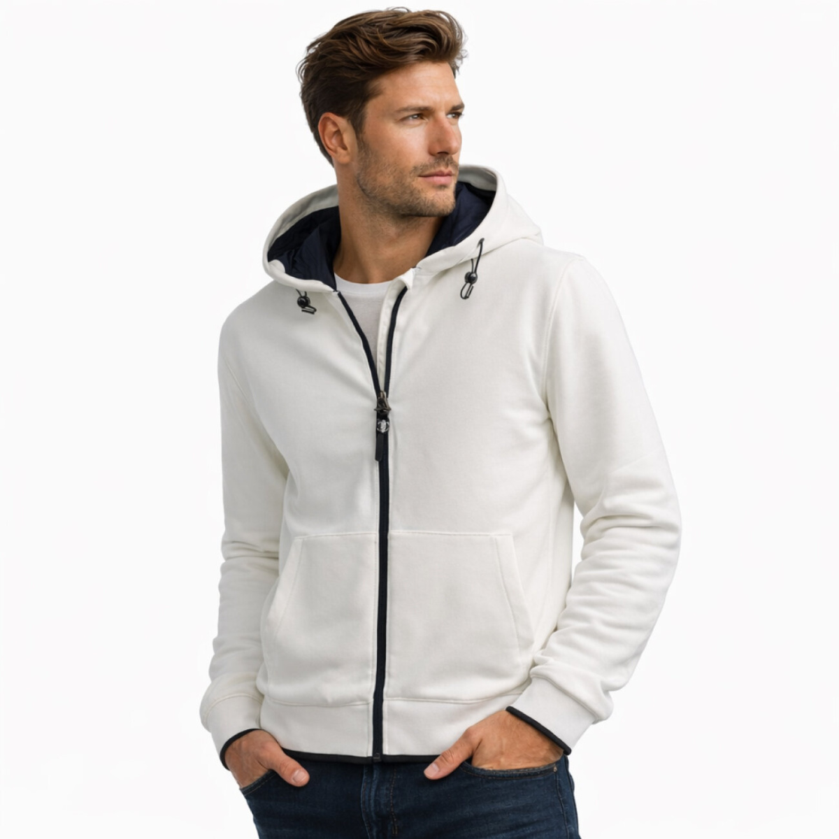 Felpa Full Zip con Cappuccio Cap De Barbaria