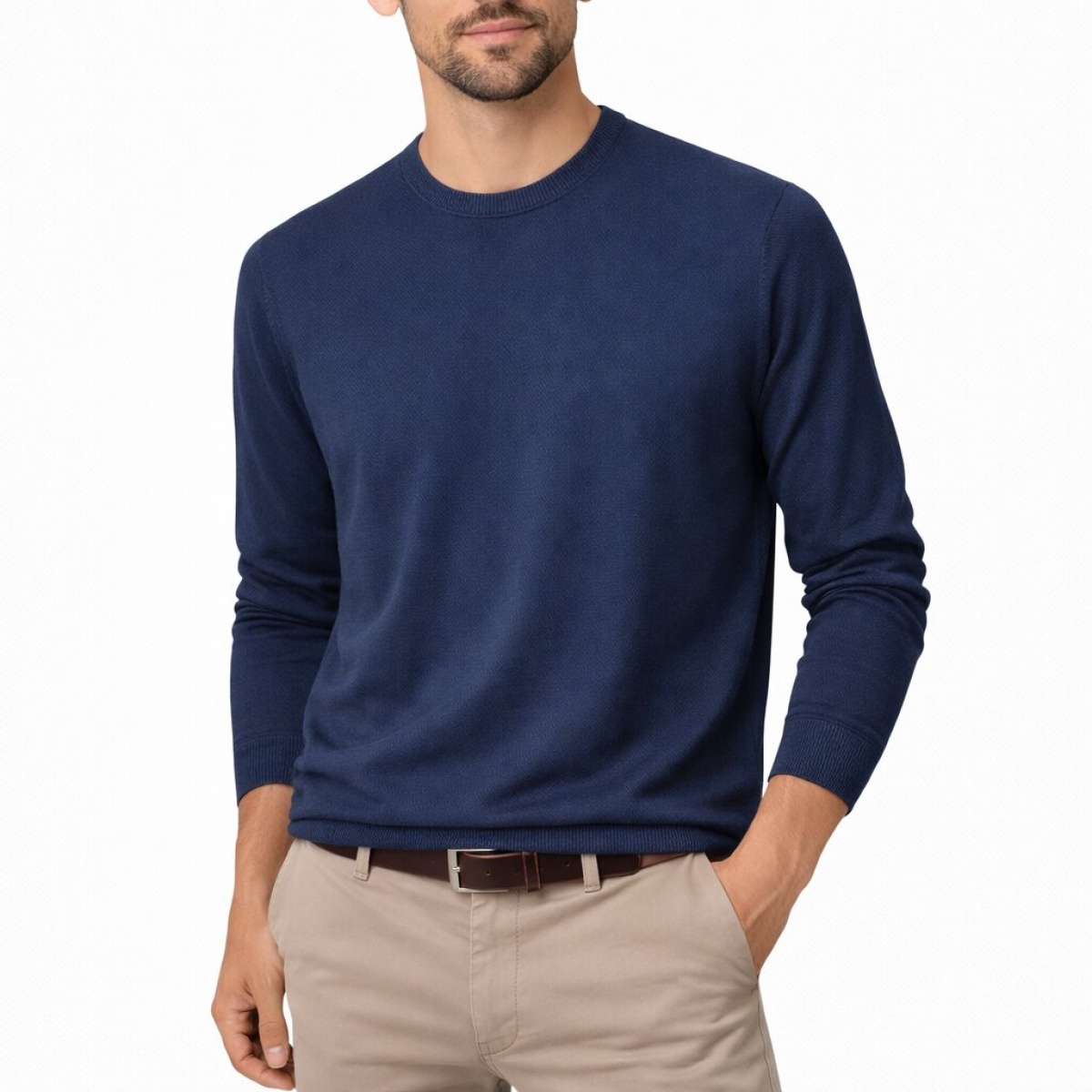 Maglia Girocollo Manica Lunga 100% Cotone Cap De Barbaria