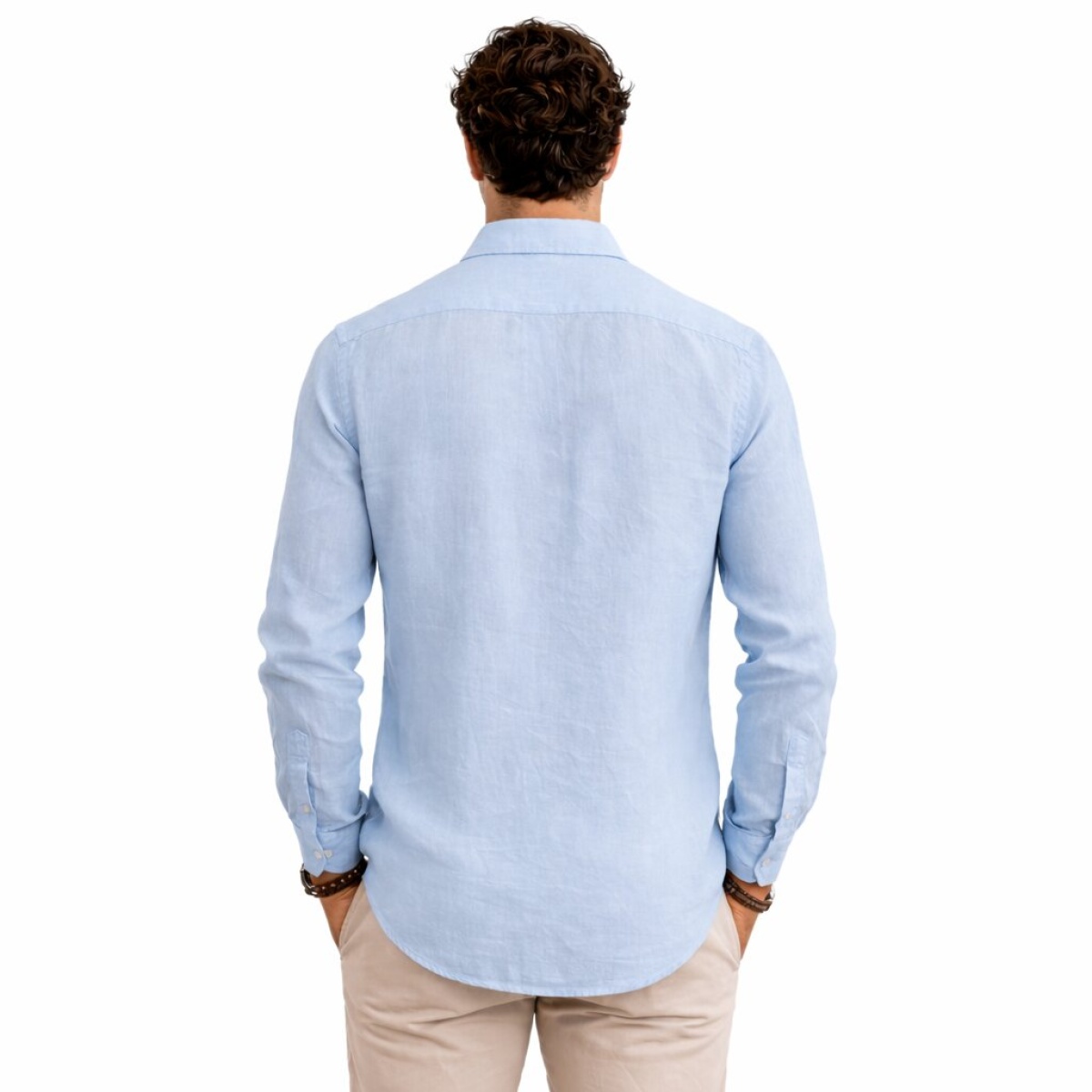 Camicia Manica Lunga Collo Francese 100% Lino Cap De Barbaria