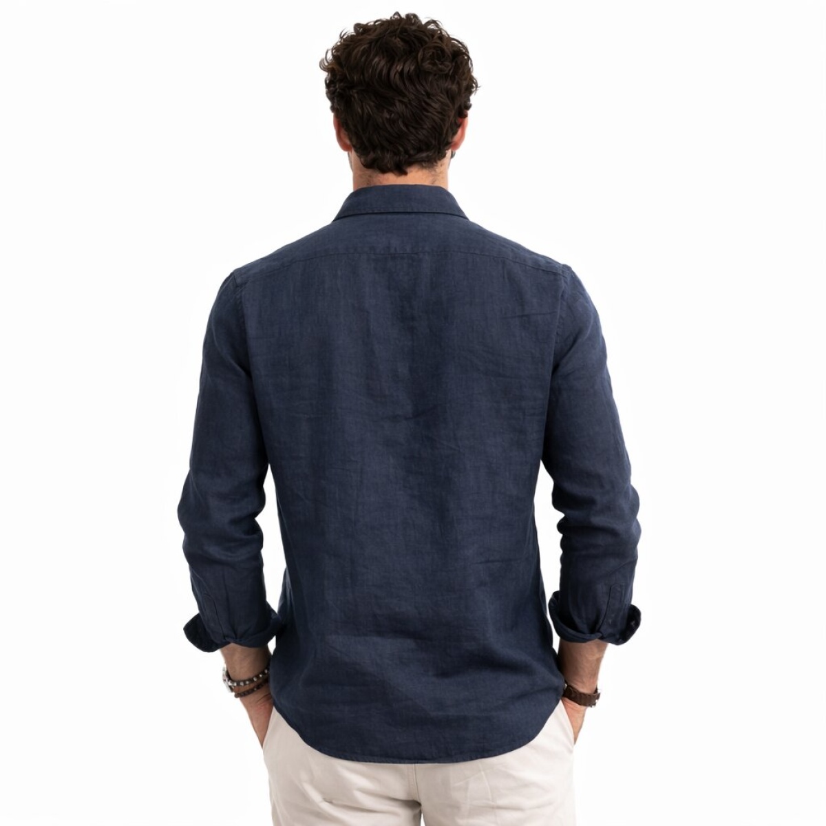 Camicia Manica Lunga Collo Francese 100% Lino Cap De Barbaria