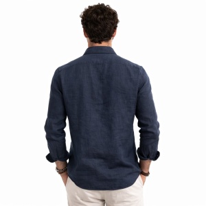 Camicia Manica Lunga Collo Francese 100% Lino Cap De Barbaria