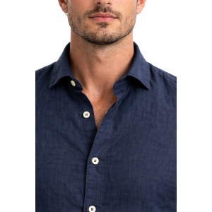 Camicia Manica Lunga Collo Francese 100% Lino Cap De Barbaria