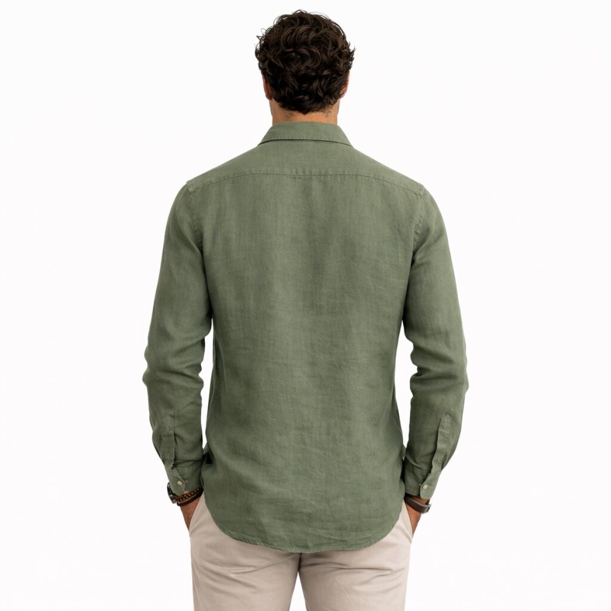 Camicia Manica Lunga Collo Francese 100% Lino Cap De Barbaria