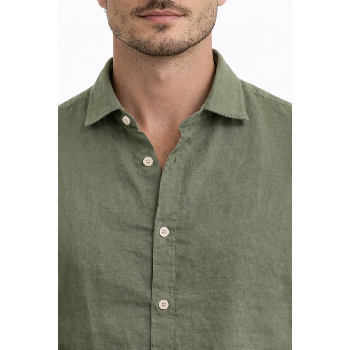 Camicia Manica Lunga Collo Francese 100% Lino Cap De Barbaria