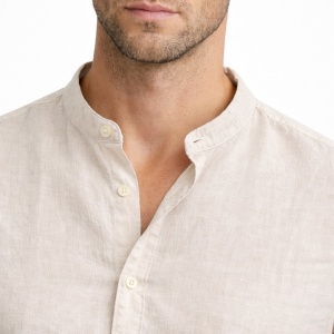 Camicia Manica Corta Coreana 100% Lino Cap De Barbaria