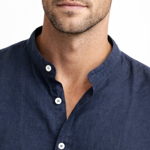 Camicia Manica Corta Coreana 100% Lino Cap De Barbaria