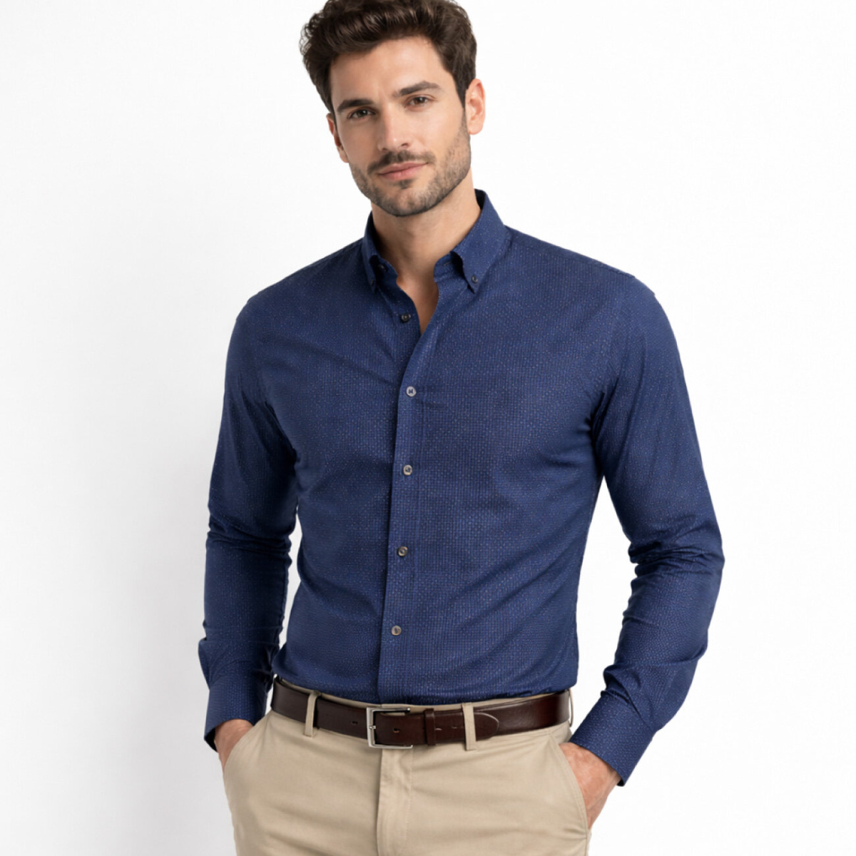 Camicia Manica Lunga Microfantasia Cap De Barbaria