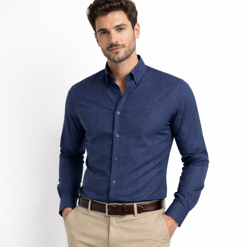 Camicia Manica Lunga Microfantasia Cap De Barbaria